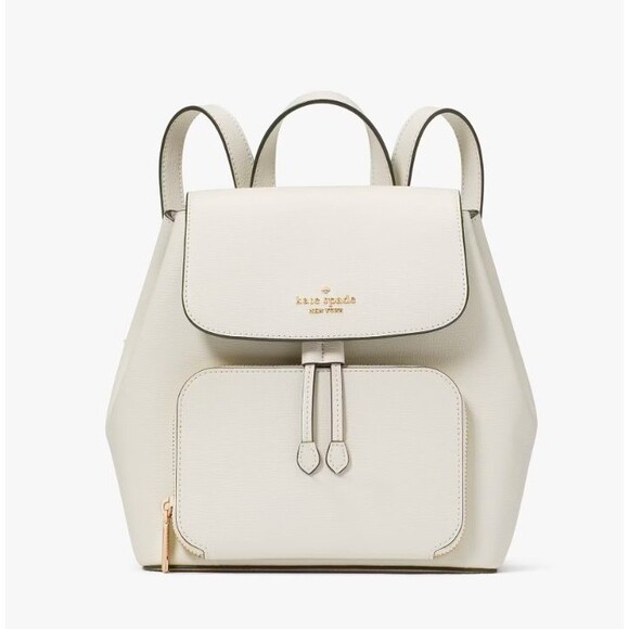 KATE SPADE Kristi Leather Backpack Purse Women’s Medium Quill Gray Bag NWT - Picture 1 of 7